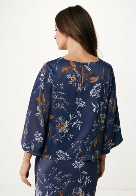Mexx Blouse Met Bloemenprint Donkerblauw