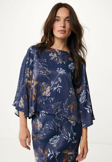 mexx Blouse met Bloemenprint Donkerblauw