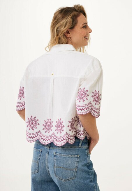 Mexx Blouse Met Borduursel Cropped Wit