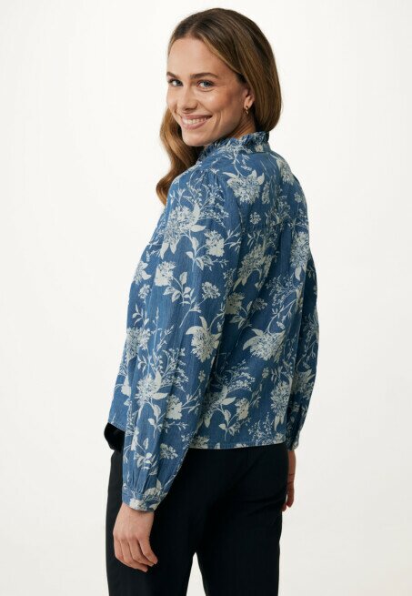 Mexx Blouse Met Ruffels En Bloemenprint Blauw