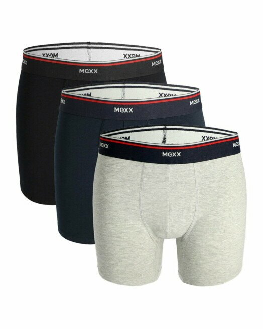 mexx Boxershorts 3-pack Zwart/Donkerblauw/Grijs