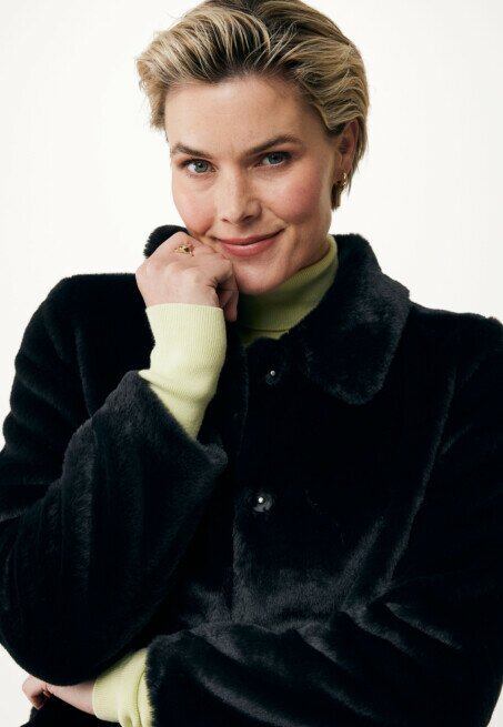 Mexx Boxy Fur Coat Black