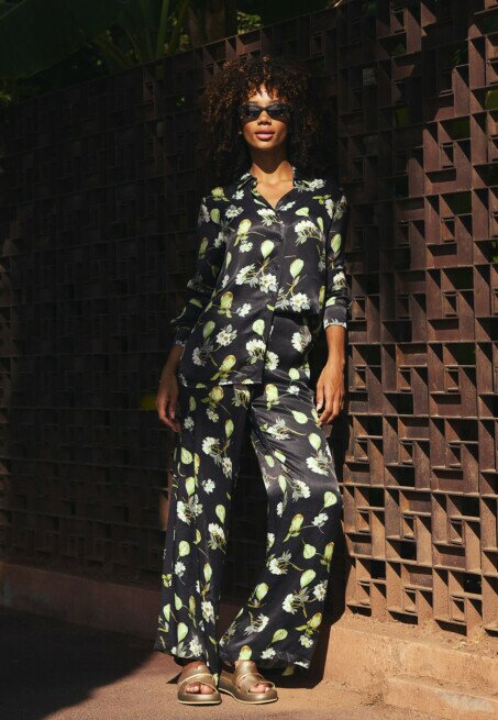 Mexx Broek Wide Leg Met Print Zwart