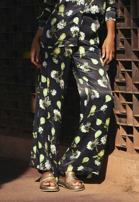 Mexx Broek Wide Leg Met Print Zwart