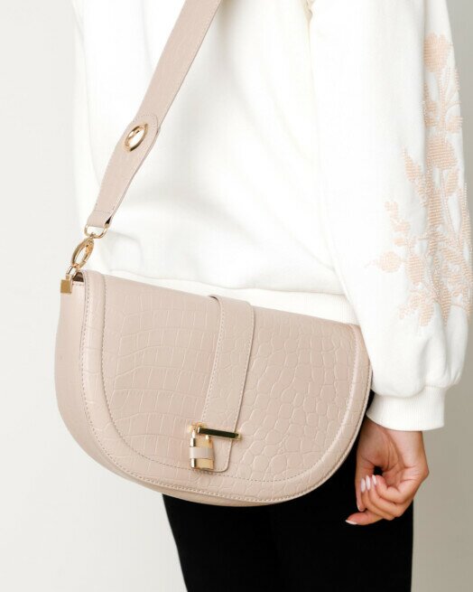 mexx Croco halfmoon crossbody bag Ecru