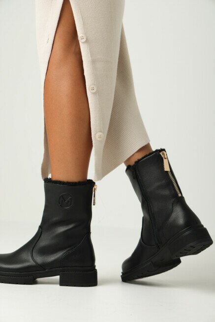 Mexx Enkellaars Polly Glad Zwart