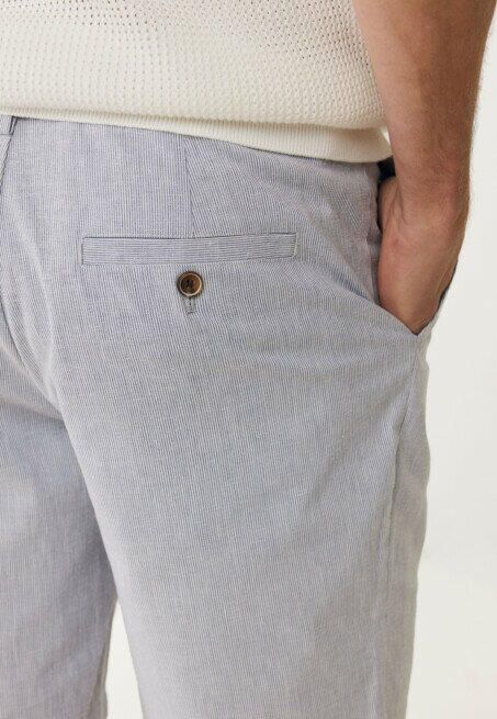 Mexx Gestreept Linnen Shorts Faded Blauw