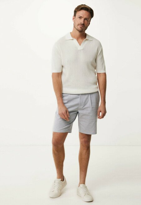Mexx Gestreept Linnen Shorts Faded Blauw