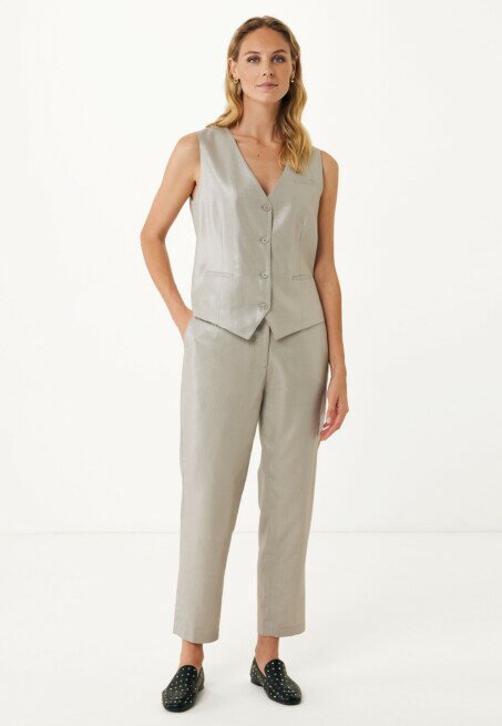Mexx Gilet Linnen Met Zilver Coating Zand