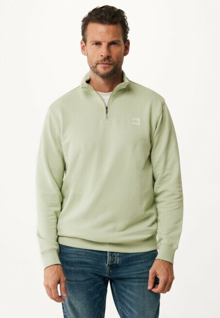 mexx Half zip logo sweater Light Green