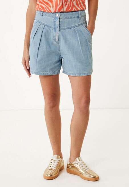 mexx Jeans Shorts Geplooid Medium Blauw