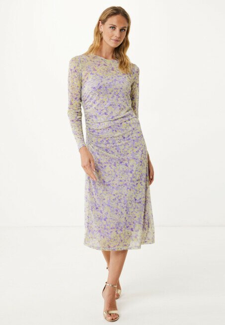 mexx Jurk Mesh met Bloemenprint Paars