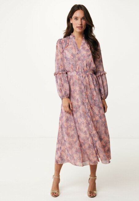 mexx Jurk met Ruffles en Print Roze