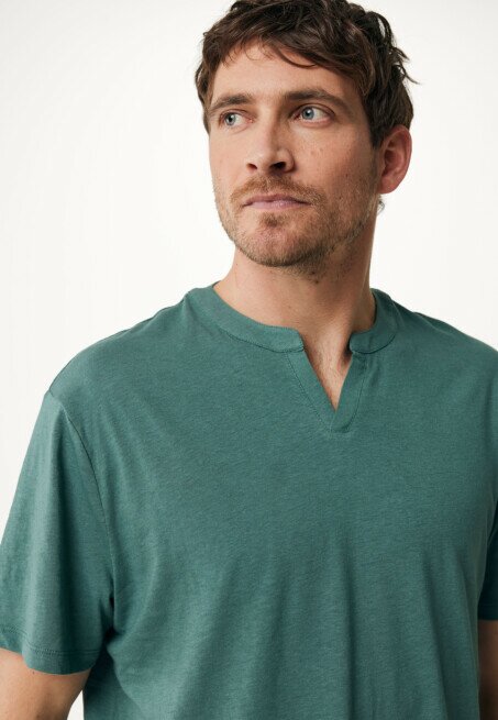 Mexx Linnen Blend T-Shirt Donker Groen