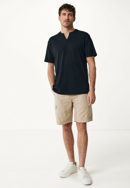 Mexx Linnen Blend T-Shirt Zwart