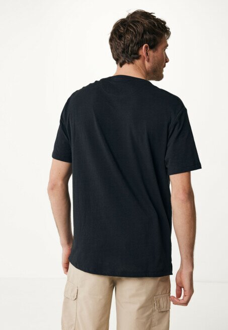 Mexx Linnen Blend T-Shirt Zwart
