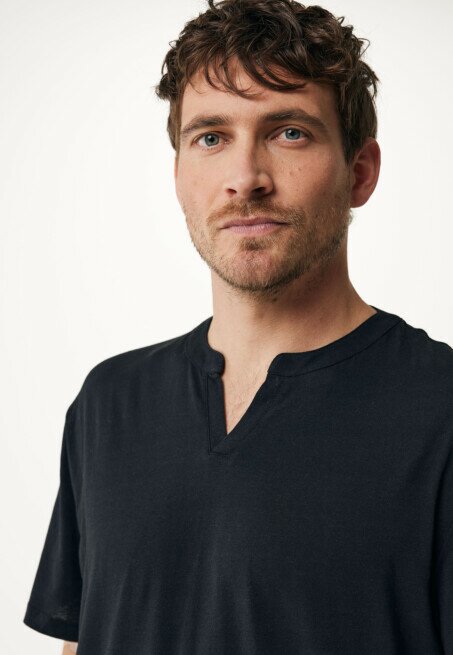 Mexx Linnen Blend T-Shirt Zwart