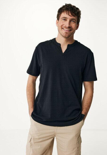 mexx Linnen Blend T-Shirt Zwart