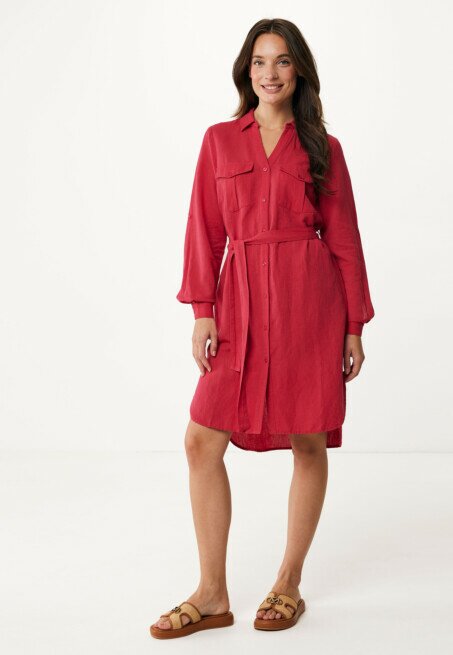 mexx Midi Jurk Linnen Bessenrood