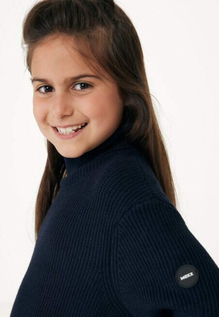 Mexx Oversized Rib Gebreide Koltrui Jurk Navy