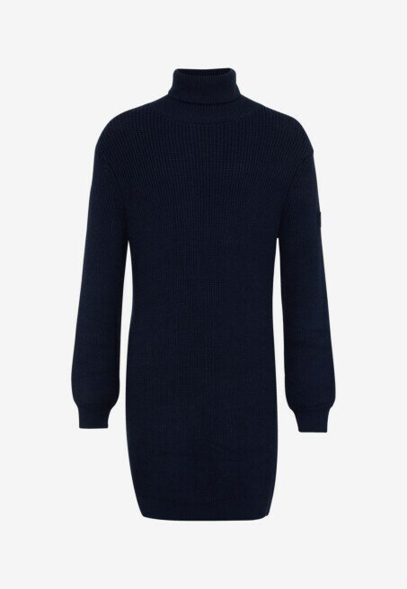 Mexx Oversized Rib Gebreide Koltrui Jurk Navy