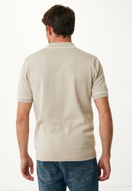 Mexx Polo Gebreid Met Tippings Zand