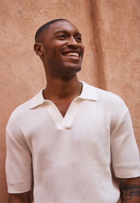 Mexx Polo Open Gebreid Off White