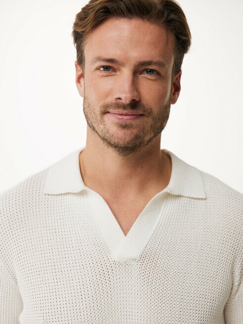 Mexx Polo Open Gebreid Off White