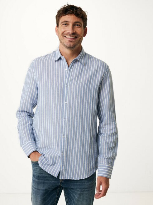 mexx Shirt Aiden Linnen Gestreept Blauw