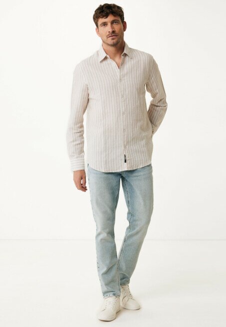 Mexx Shirt Aiden Linnen Gestreept Zand