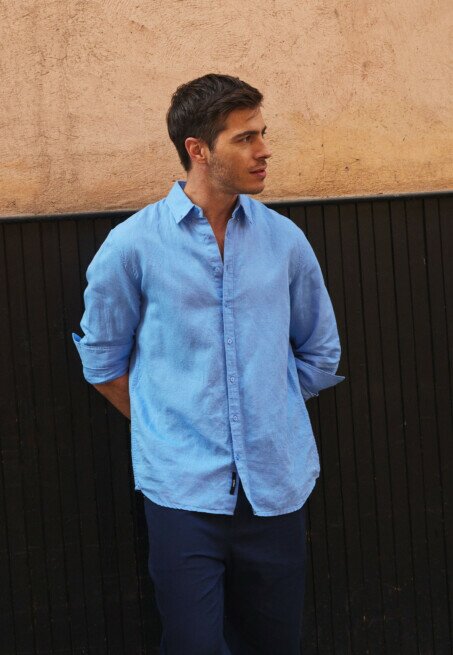 Mexx Shirt Caleb Linnen Blauw