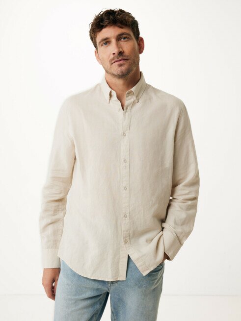 mexx Shirt Caleb Linnen Zand