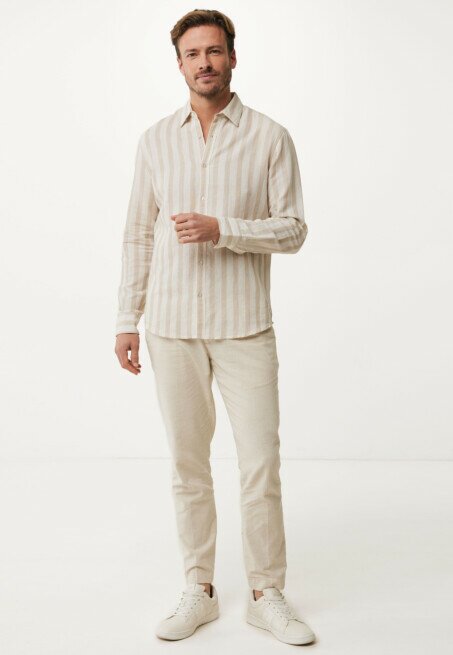 Mexx Striped Linen Blend Shirt Sand