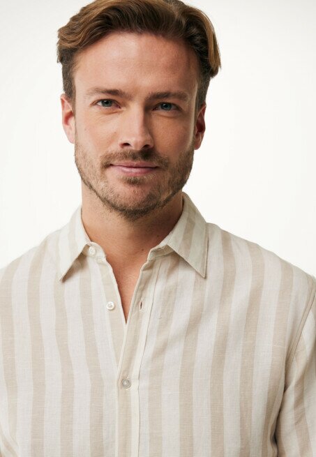 Mexx Striped Linen Blend Shirt Sand