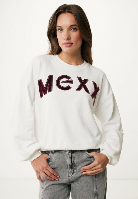 mexx Sweater Crewneck met Logo Off White