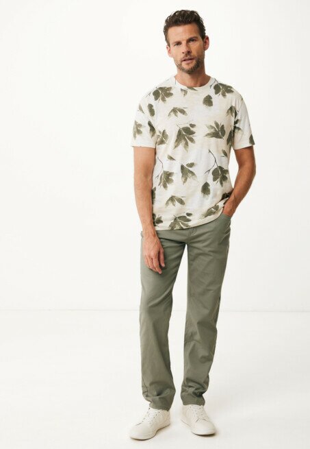 Mexx T-shirt Allover Leaf Print Off White
