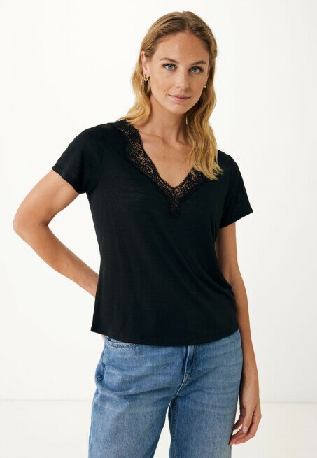 mexx T-shirt Geborduurd Zwart