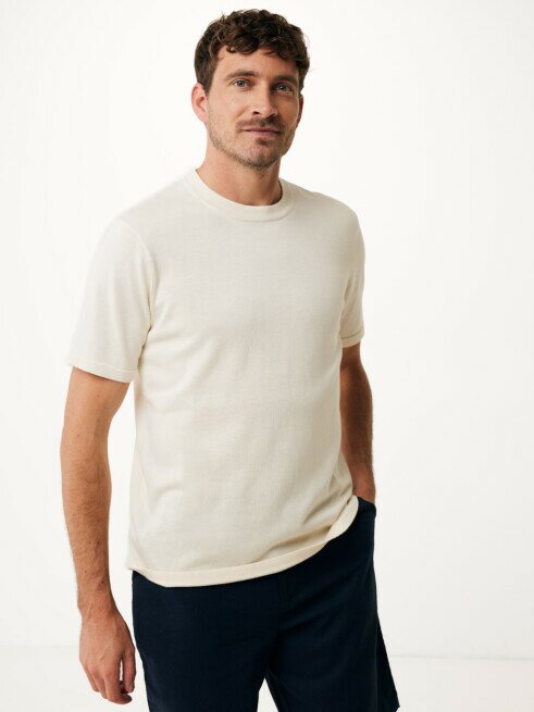 mexx T-shirt Lorenzo Gebreid Wit