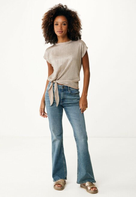 Mexx T-shirt Lurex Rib Zand