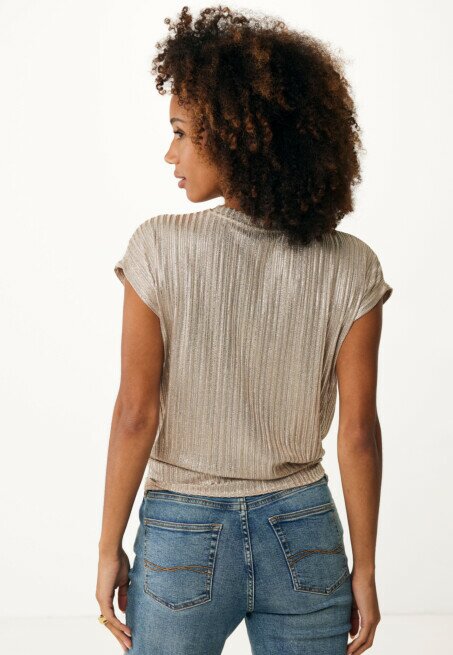 Mexx T-shirt Lurex Rib Zand