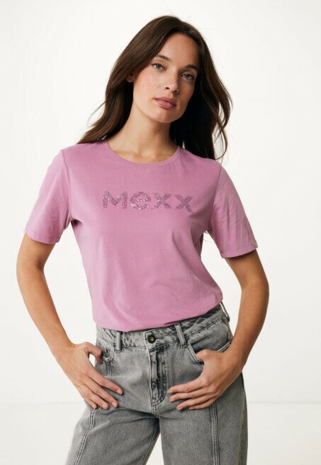 mexx T-Shirt met Pailletten Mauve