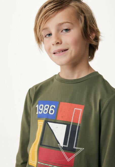 Mexx T-shirt Met Print Olijfgroen