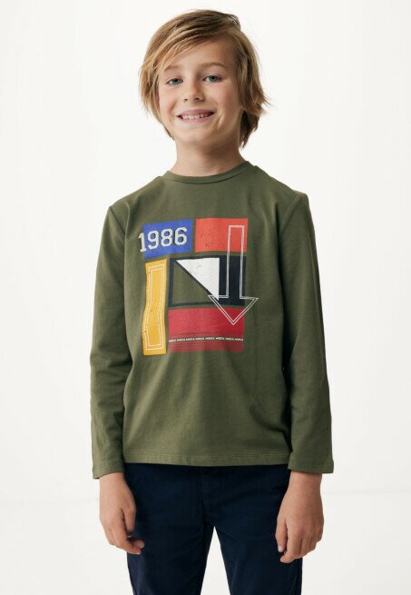 mexx T-shirt Met Print Olijfgroen