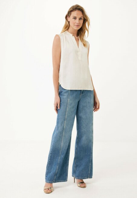 Mexx Top Violet Satijn Creme Wit