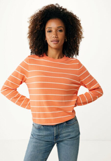 mexx Trui Gestreept Licht Koraal