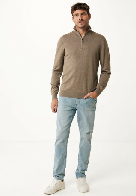 Mexx Trui Mateo Gebreid Half Zip Taupe