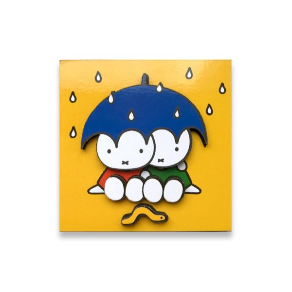 miffy miffy with umbrella (wood) magnet