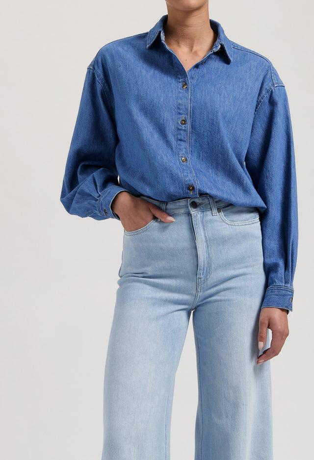 mugler Reese Denim Shirt - Medium Stone