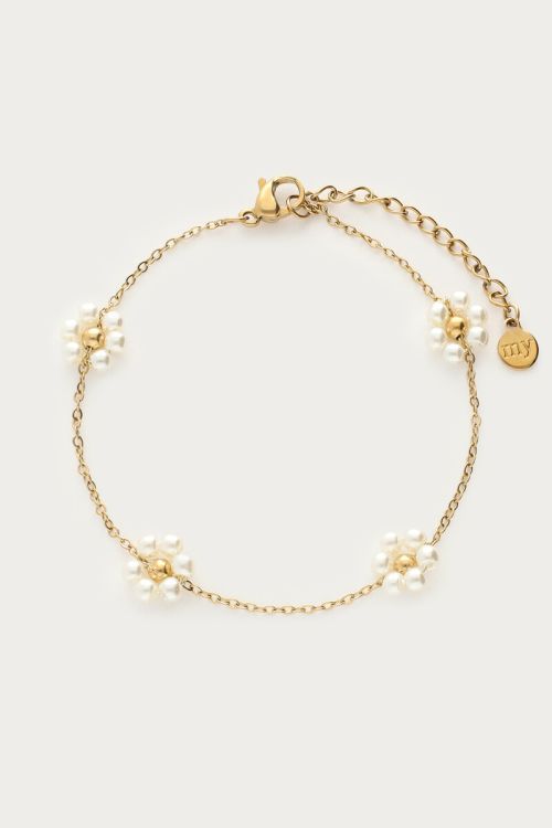 my jewellery Armband met bloemen van imitatieparels