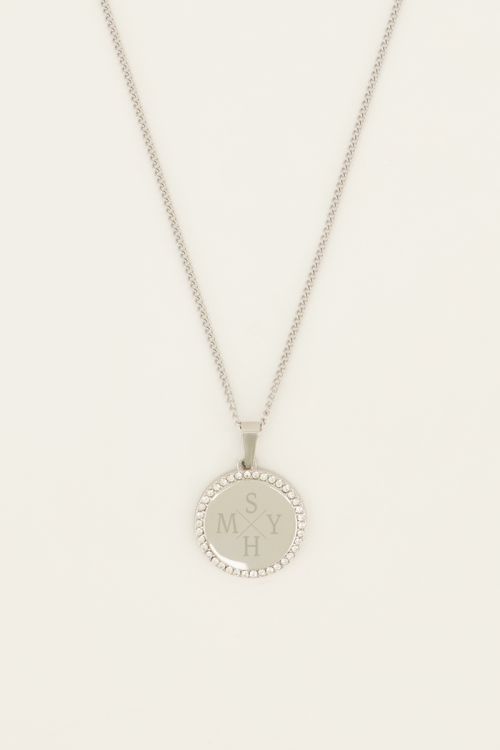 my jewellery Atelier lange ketting met ronde strass bedel